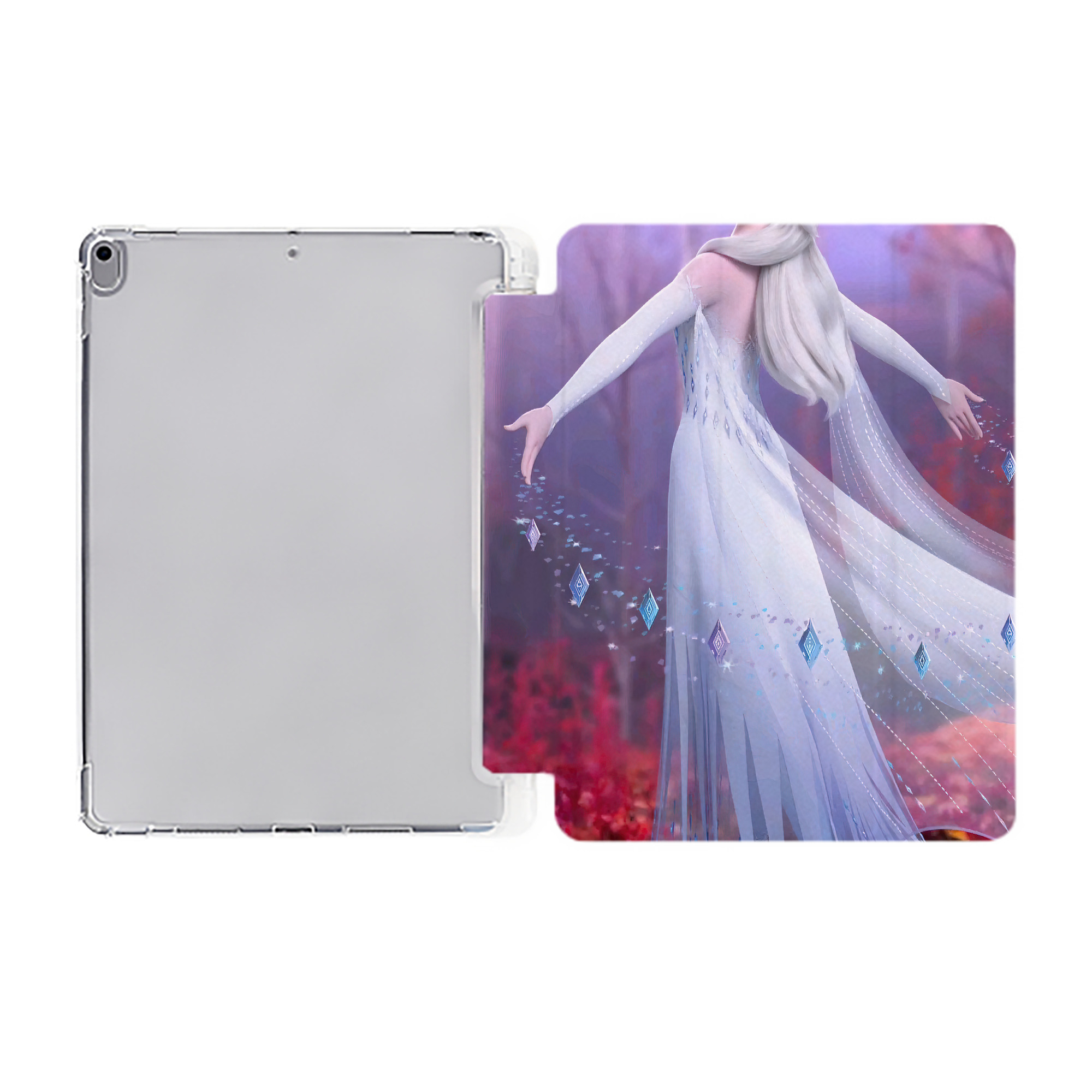 （画像用） アナと雪の女王 アンナ エルサ Frozen Anna Elsa IPad ケース ペン収納付き 三つ折りスタンド PUレザー×シリコン 対応機種9.5/10.5/10.9インチ